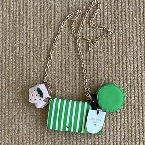 Kate Spade New York x Target Chain Stripe Mini Crossbody Bag Wallet Green White